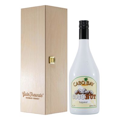 Cabo Bay Coconut Liqueur mit Geschenk-Holzkiste
