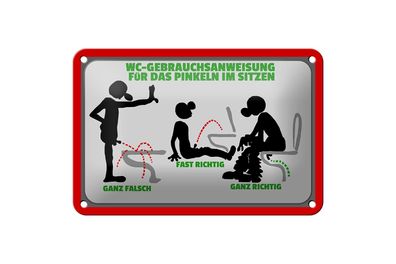 Blechschild Hinweis 18x12cm WC-Gebrauchsanweisung Metall Deko Schild
