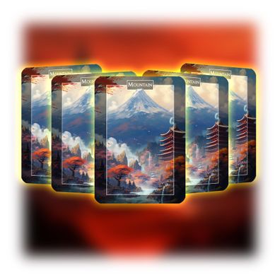 Mountain (Japanese Style) - ManaFlame Karten 5x Set - Als Token nutzbar