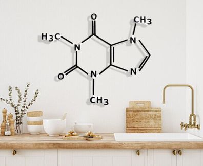 3D Koffein Molekül Formel Wanddekoration, Wandkunst, Kaffee , Moderne Büro Deko