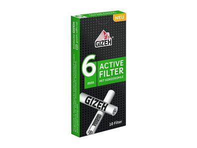 GIZEH © Active Filter Slim - 10er Box Tips ø6mm konisch - Aktivkohle Filtertips