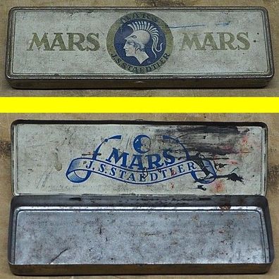 alte Blechdose Mars J.S. Staedtler - ca. 18,3 x 5,6 cm - Stiftebox ?