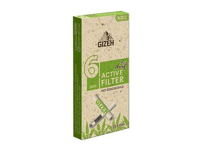 GIZEH © Active Slim - Hanf & Gras - 10er Box ø6mm - Aktivkohle Zigarettenfilter
