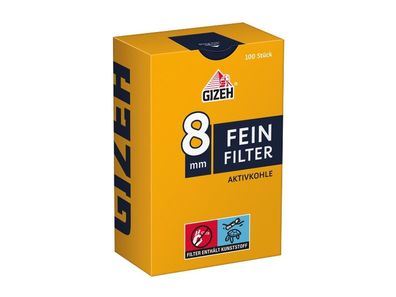 GIZEH © Fein Filter - Aktivkohle Tips - ø 8mm mit Klebefläche - 100x Filtertips