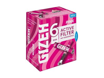 GIZEH © Pink Active Filter - Ø 6mm Filtertips - King Size - 34 Tips pro Packung