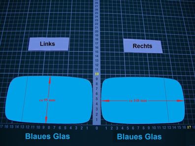 Außenspiegel Spiegelglas Ersatzglas Porsche 944 ab 1981-1991 asph Blaues Glas