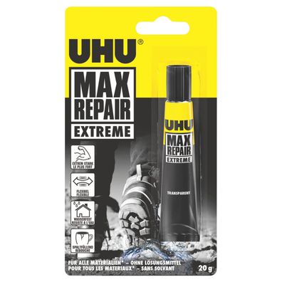 UHU Max Repair Extrem wasserfester Reparaturklebstoff transparent 20g