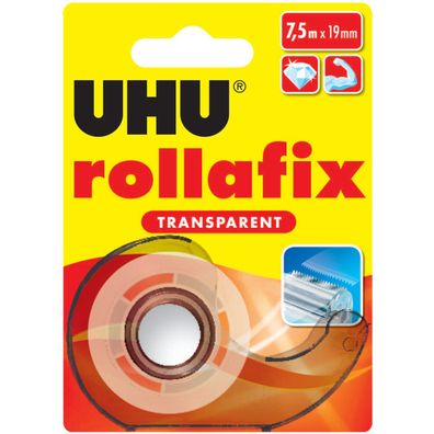 Uhu Rollafix von Hand abreissbar transparent mit Abroller 7.5 m x 19mm