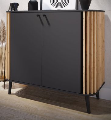 Kommode Eiche Artisan grau Wohnzimmer Sideboard Esszimmer 2-türig 90 cm Pure
