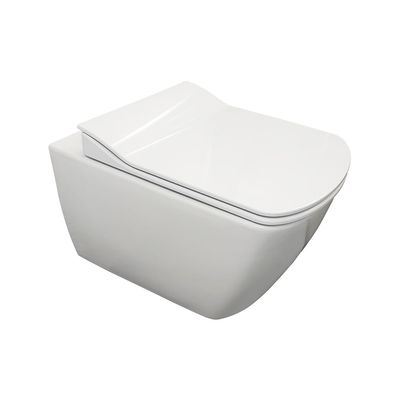 Creavit Design RimOff H?nge WC mit Taharet Edelstahl-D?se (Bidet) Wei?