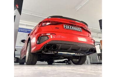 Fox Duplex Auspuff Sportauspuff Endschalldämpfer Halbanlage für Audi S3 GY Limo