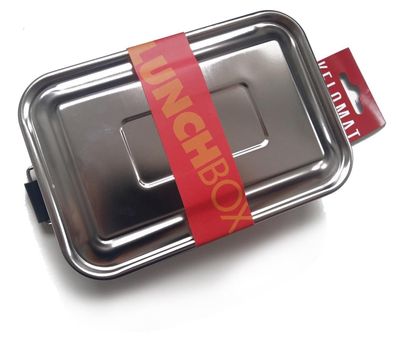 Lunchbox 18x12x6cm mit Unterteilung und Klemmverschluss Edelstahl