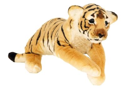 Brauner Tiger Plüschtier liegend 60 cm Kuscheltier Stofftier