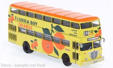 Brekina 61262 - 1/87 Büssing D2U Doppeldecker, BVG - Florida Boy Orange, Pop-Bus