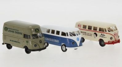 Brekina 90494 - 1/87 Set mit 3 VW-Bulli-Modellen, Im Einsatz in Südamerika, 1960