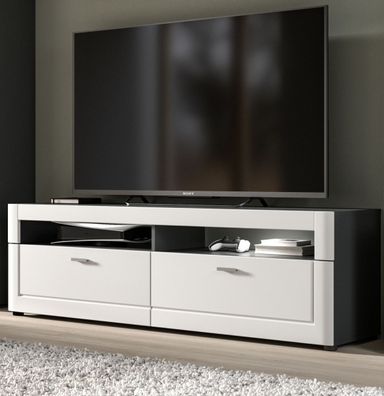 Lowboard Flat-TV Unterschrank TV Board weiß grau Fernsehschrank Stauraum 160 cm Lago