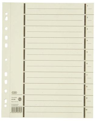 Elba Trennlaschen, Trennblätter Ordner Register Kalender DIN A4 100er Pack
