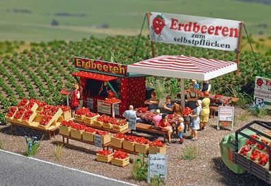 Busch 1073 - 1/87 / H0 Erdbeerverkauf / Verkaufsbude / Marktstand - Neu