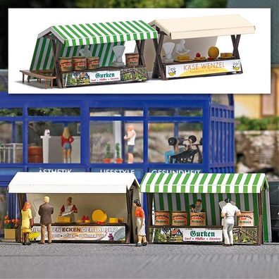 Busch 1822 - 1/87 / H0 Marktstände Gurken & Käse - Neu