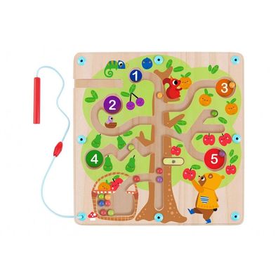 Tooky Toy Holzspielzeug Labyrinth-Baum TH687, bunte Magnetkugeln, Magnetstab