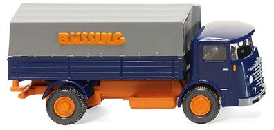 Wiking 047601 - 1/87 Pritschen-Lkw (Büssing 4500) - blau/ orange - Neu