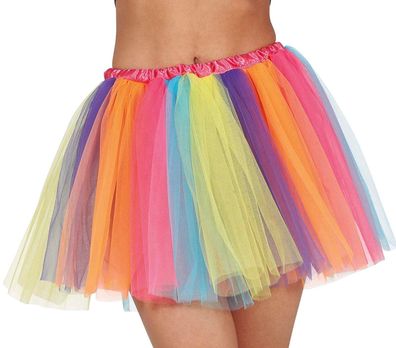 Bunter Tüllrock 2lagig Petticoat Damen Rainbow Rock Tutu Tütü Karneval Fasching