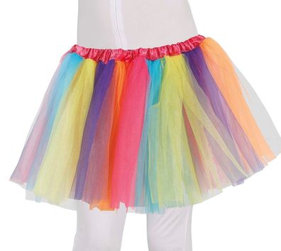 Bunter Tüllrock 2lagig Petticoat Kinder Rainbow Rock Tutu Tütü Karneval Fasching