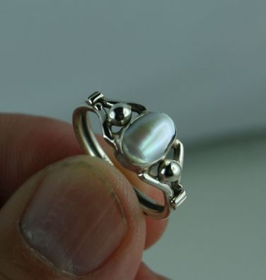 Sterling Silber Ring Größe 54 mit Süßwasser-Perle