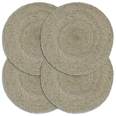 Tischsets 4 Stk. Uni Grau 38 cm Rund Jute