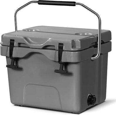 Kühlbox 15 Liter, Isolierbox tragbar mit Griff & Ablassstopfen & Getränkehalter