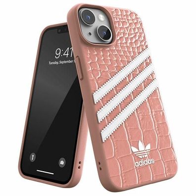 Handyhülle Case iPhone 14 Adidas rosa Streifen Logo Kunststoff 50199
