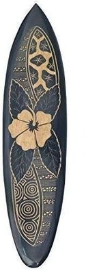 Deko Surfboard 100cm Hibiskus Tribal Surfbrett aus Holz Hawaii Osterinsel
