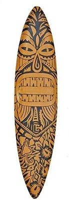 Deko Surfboard 100cm Maori Surfbrett aus Holz zum Aufhängen Moai Tribal