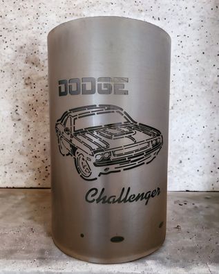 Tiko-Metalldesign Feuertonne / Feuerkorb mit Motiv " Dodge Challenger "