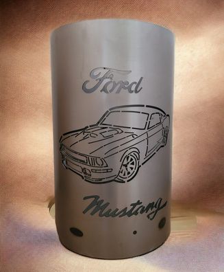 Tiko-Metalldesign Feuertonne / Feuerkorb mit Motiv " Ford Mustang "