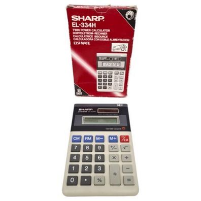 Sharp EL-334H Taschenrechner Twin Power Calculator 8 Stellen Vintage