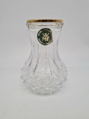 WMF Vase Glas 24 Carat Goldplate Rand Kristall 16cm