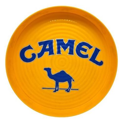 Camel Tablett Zigaretten Werbung Serviertablett Gelb 28,5cm 90er Rarität