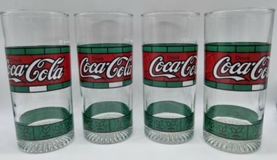 Coca Cola Gläser 4 Stk. Vintage Coke Tiffany grün rot alt retro 0,2 l