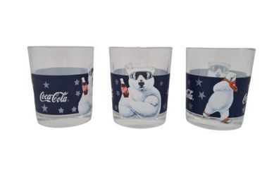3x Coca Cola Gläser Eisbär 1997 Sammelglas Weihnachten Trinkglas