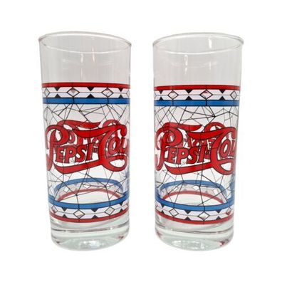 Pepsi Cola 0,3L - 2 Gläser Rarität Tiffany Style Sammeln Selten Glas
