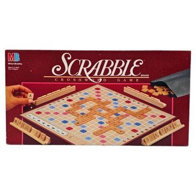 Scrabble MB Spiele Kreuzwortspiel 1989 Holz Gesellschaftsspiel Vintage Selten