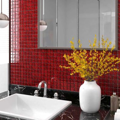 Mosaikfliesen 11 Stk. Rot 30x30 cm Glas