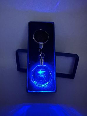 Schütze Sternzeichen Schlüsselanhänger LED Multicolor mit Geschenkbox