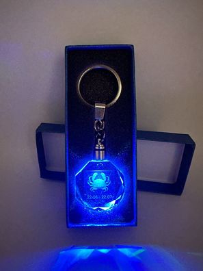 Krebs Sternzeichen Schlüsselanhänger LED Multicolor mit Geschenkbox