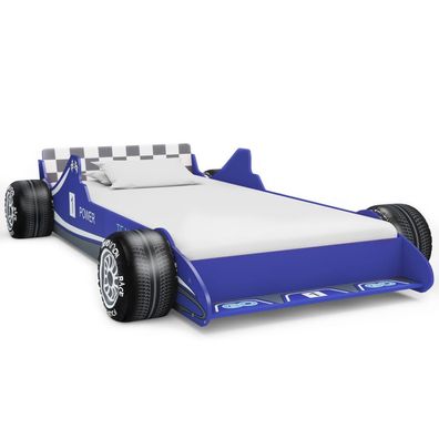Kinderbett im Rennwagen-Design 90 x 200 cm Blau