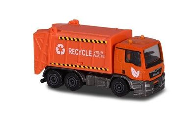 Majorette 212057500 - City Cars - MAN TGS - Müllwagen/ Garbage Truck (Orange)