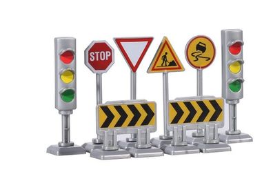 Majorette 212053004 - Traffic Signs - Verkehrszeichen / Absperrungen Set 1 - Neu
