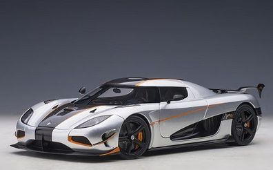 AUTOart 79024 - 1/18 Koenigsegg Agera RS, Moon Silver/ Carbon with Orange Accents
