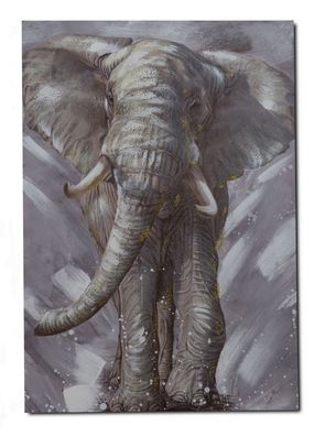 Wanddeko Wandbild Elefant Leinwandbild Rahmen 70 x 50 Deko Bild Figur Skulptur